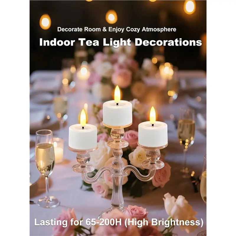 【PRICE-DROP!】24X Rechargeable Flameless Tea Lights Candles With Timer Romote,LED Candles For Wedding Centerpiece Table Decor image 3