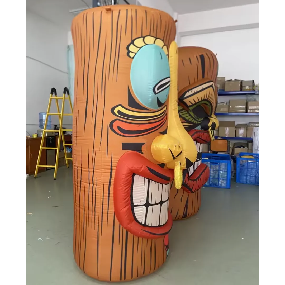 Giant Inflatable Tiki Stump 3D Creative Air Blow Totem Column Nightclub Club Advertising Props for Outdoor Event Decoration