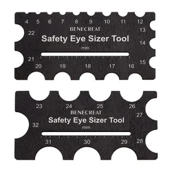 2Pcs Wooden Safety Eyes Sizer Tool, 4~32mm Diameter Measuring Ruler, Crochet Tool for DIY Craft Plush Bear Eye Installation Doll