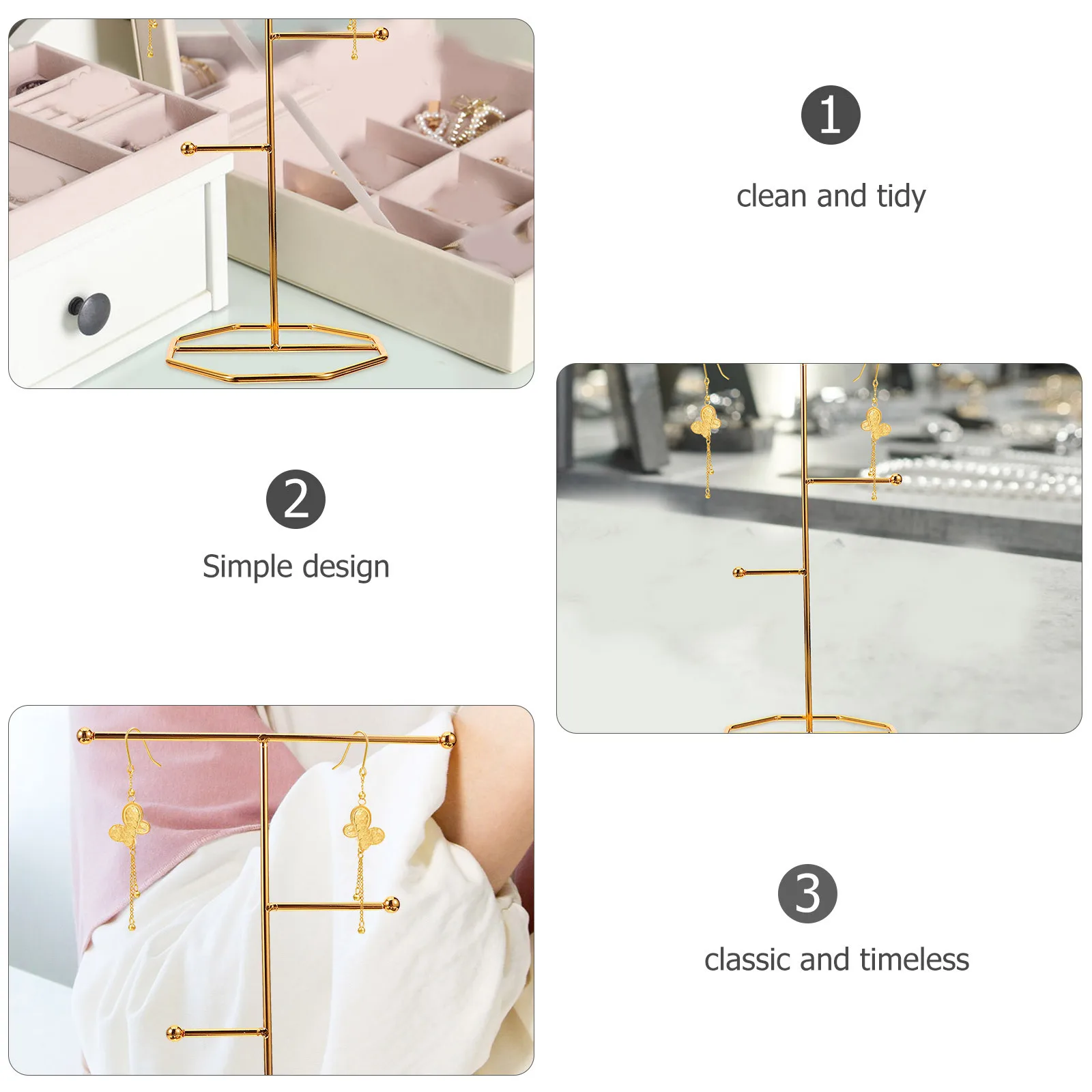 

Iron Art Jewelry Display Stand Lightweight Compact Necklace Earring Organizer for Retail Vanity Jewelry Stand Necklace Rack