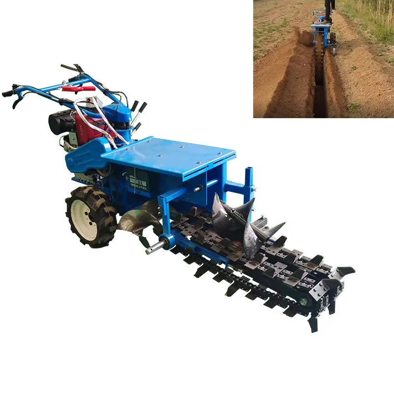 Trench Machine Walk Behind Pedestrian Trencher Customized 450mm Depth Hydrostatic Drive For Residential Fiber Cable Installation