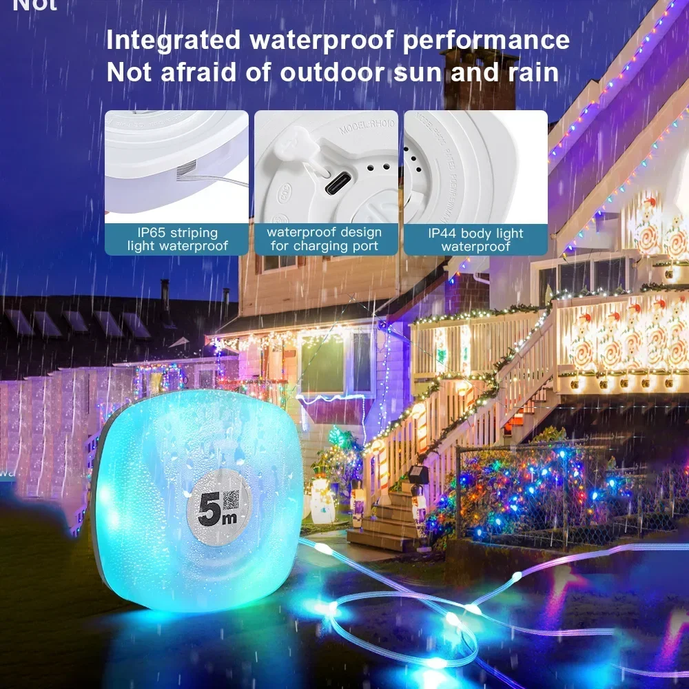 البوب 5 متر RGB التخييم سلسلة أضواء LED ضوء الليل في الهواء الطلق مقاوم للماء الذكية APP التحكم لشحن التخييم ديكور المحيطة Li #2