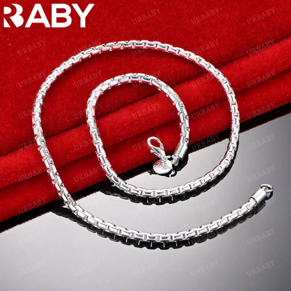 

URBABY 925 Sterling Silver 40-75cm 3mm Chain Necklace For Women Men Anniversary Gift Popular Wild Fashion Romantic Jewelry