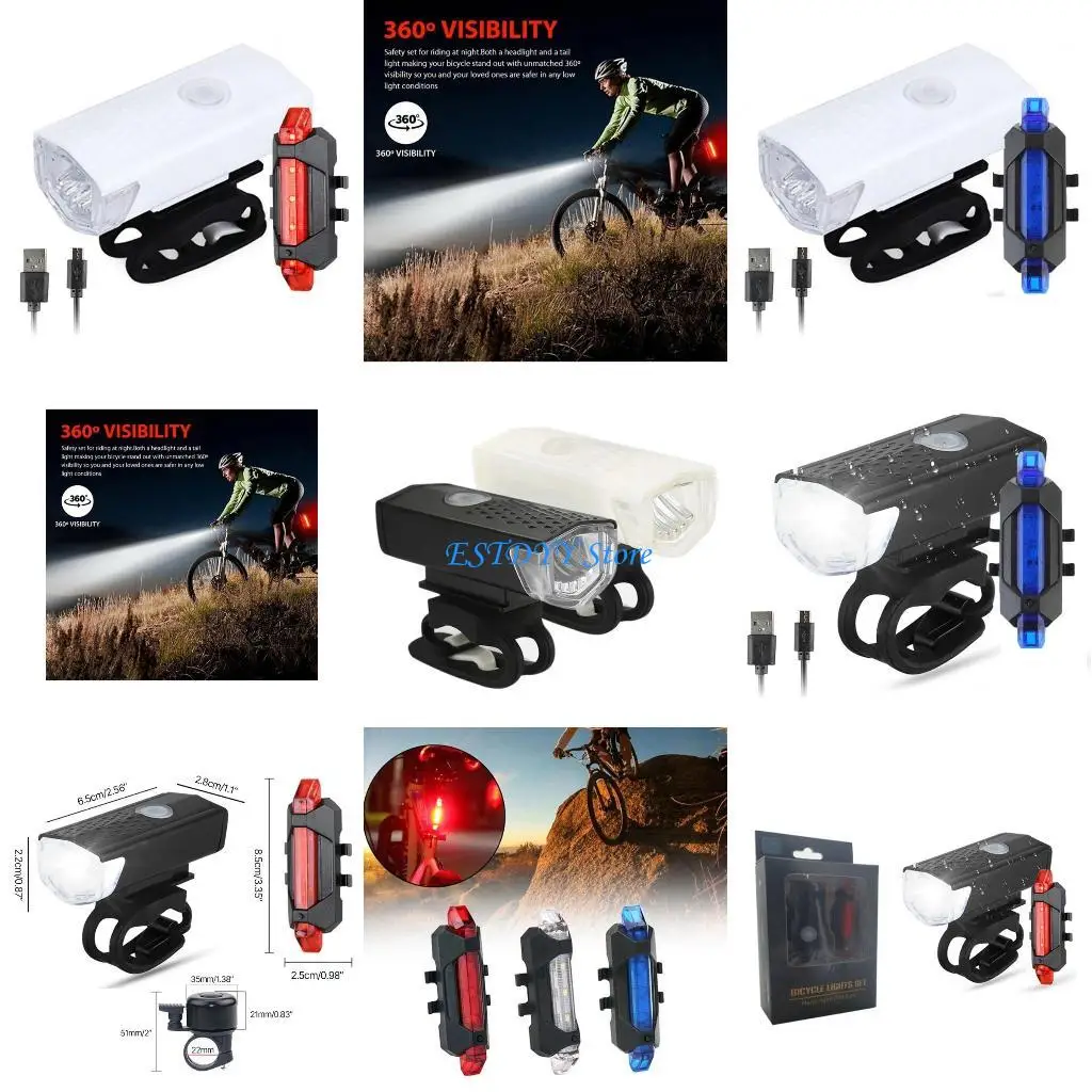 

G6DE USB Rechargeable Bike Light IPX6 Waterproof Bike Lights Front and Back Cycling Accessories for Cycling Hiking-Camping