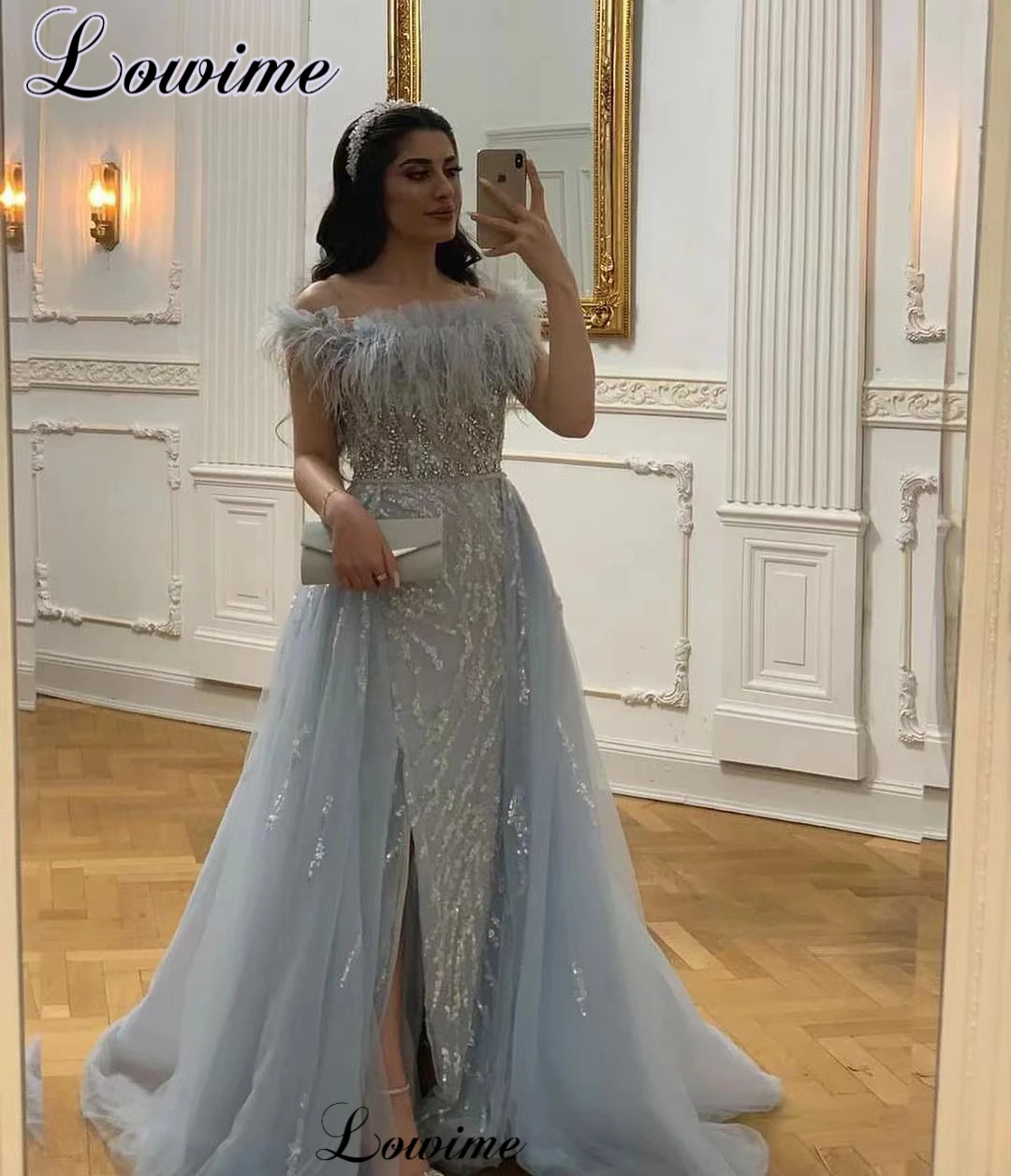 Middle East Mermaid Cocktail Dresses Strapless Off Shoulder Prom Dresses With Side Slit Vestidos De Cóctel Evening Party Dresses