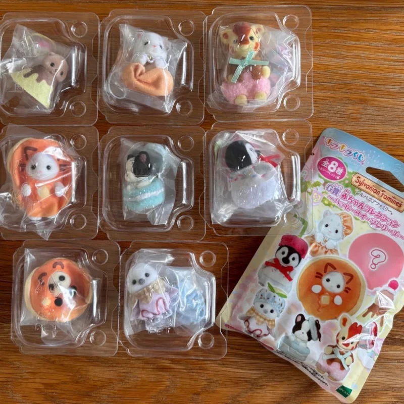 Genuino Sylvanian Families Ricompensa Borsa Cieca Figura di Bambola Ciambella Foresta Mondo Decorazione Kawaii Modello Ciondolo Giocattoli Ornamento Regalo