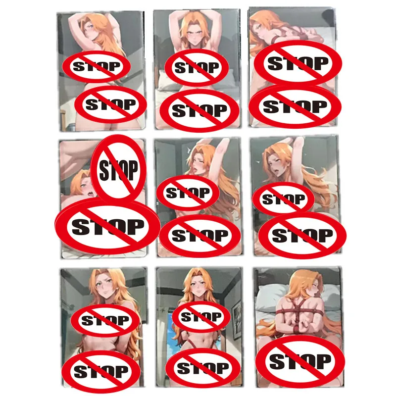 9Pcs/set Homemade Anime Cards Bleach Rangiku ACG Fan Series Nude Sexy Cards Classic Game Toys Gift Collection Cards DIY