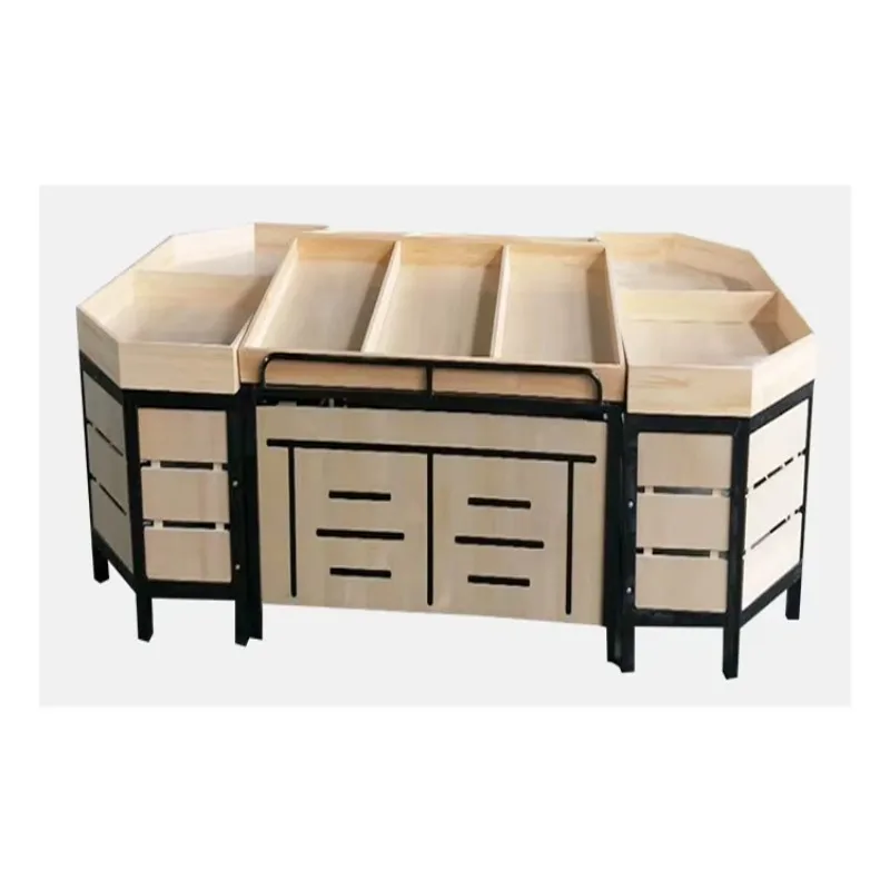Fruit and vegetable rack design Steel shelf Supermarket shelf Wooden fruit display rack