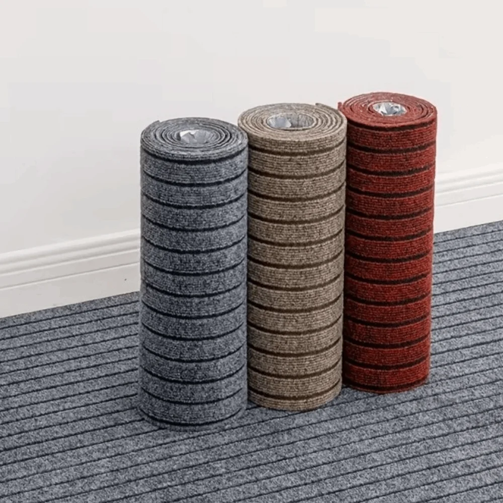 40x300 cm Self-Adhesive Carpet Absorbent Non-slip Striped Door Mat Washable Stain Resistant Peel and Stick Carpet for Home