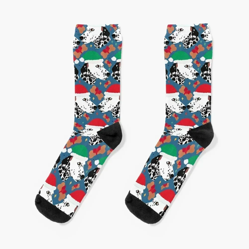 Dalmatian Spot Dog Christmas Hat Bone Treat Socks sport custom Boy Child Socks Women's