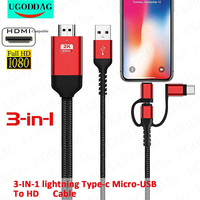 HDTV Cable for IPhone for Samsung Huawei Phone Screen Connect To HDMI-compatible HD TV Projector Audio Video Adapter Converter