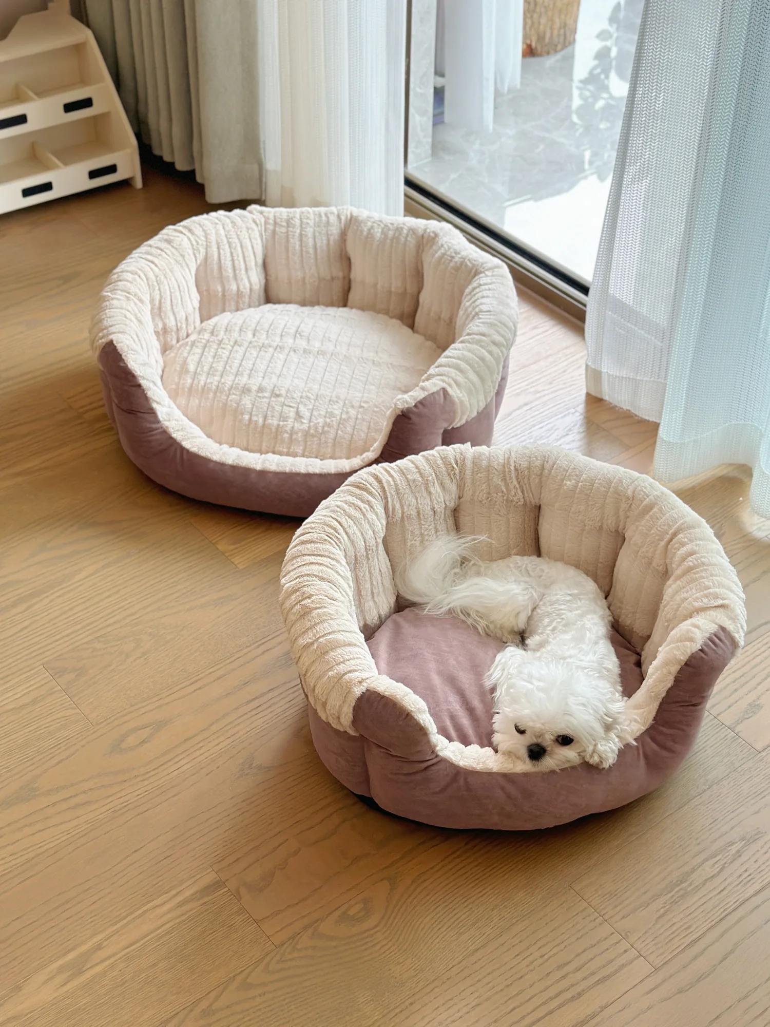 

Утепленная мягкая лежанка-гнездо для собак Thiened Plu: теплая зимняя кровать-диван для маленьких и средних собак, глубокий коврик для питомцев, уютное и уютное спальное место для животных