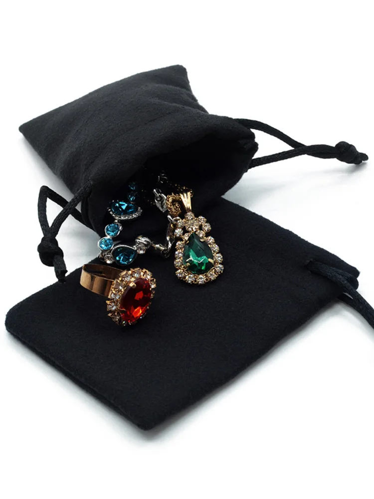 Schwarze Flanell Geschenkt üten 5x7cm 8x10cm 9x12cm 11x14cm Wimpern Nägel Make-up Wildleder Verpackung Staubs ack Schmuck Logo Beutel – Detail 7