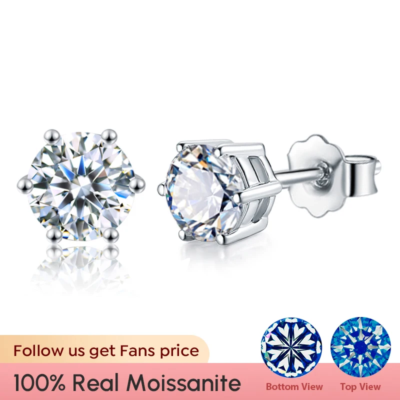 Stylever 0.5ct-2ct D Color Certified Moissanite Stud Earrings 925 Sterling Silver Wedding Earrings 2022 Trend New Luxury Jewelry