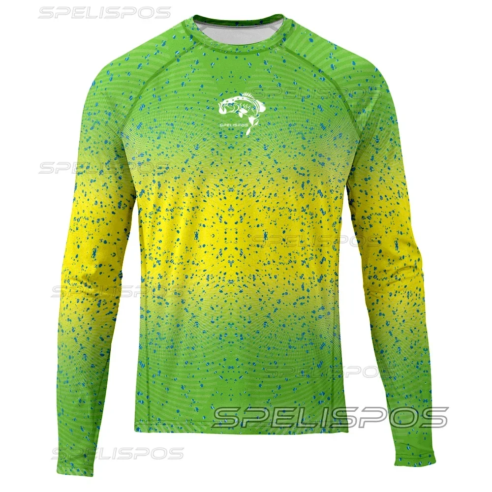 

Men's Round Neck Fishing Shirt Long Sleeve Fishing Jersey Performance UPF50+ Lightweight Thin Breathable Fishing Wear