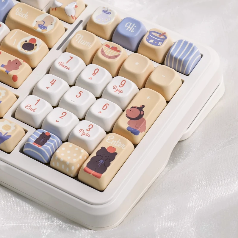 

Bear Biscuit Theme Keycaps Set PBT Sublimation FOA Profile Keycaps for Mechanical Keyboard Accessories Custom Cute Keyboard Caps