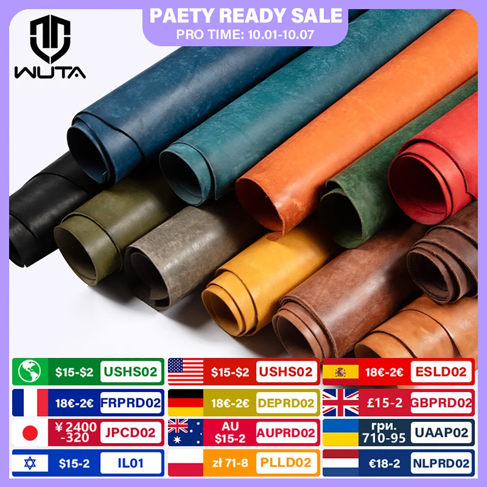 WUTA 1/3/5Sq.ft Vintage Frosted Vegetable Tanned Cowhide Leather First Layer Genuine Skin DIY Handmade Craft Bag Wallet Material