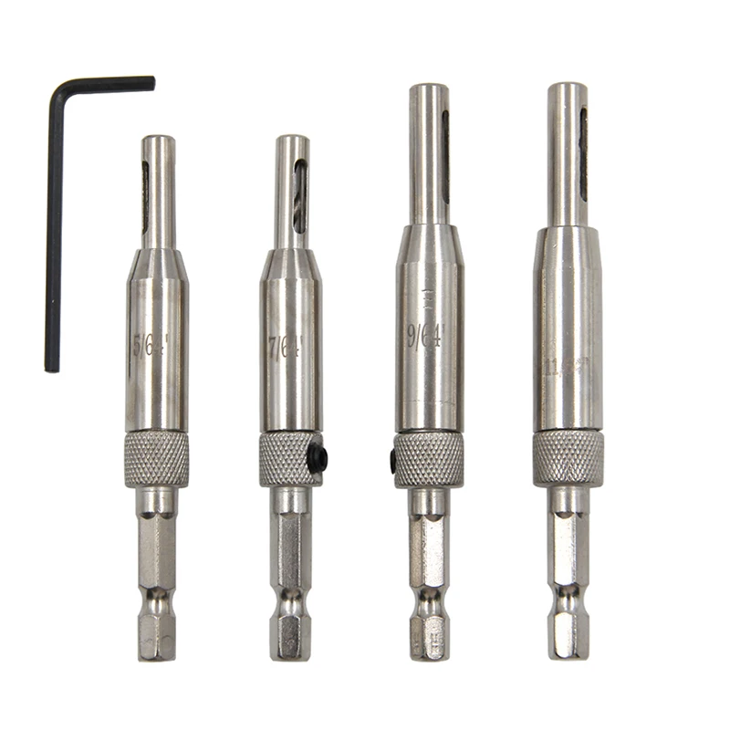 

4 шт. серебряный открывалка для дверных и оконных петель для работы по дереву, шестиугольная ручка, нерегулярный сверлильный инструмент, набор сверл для петель