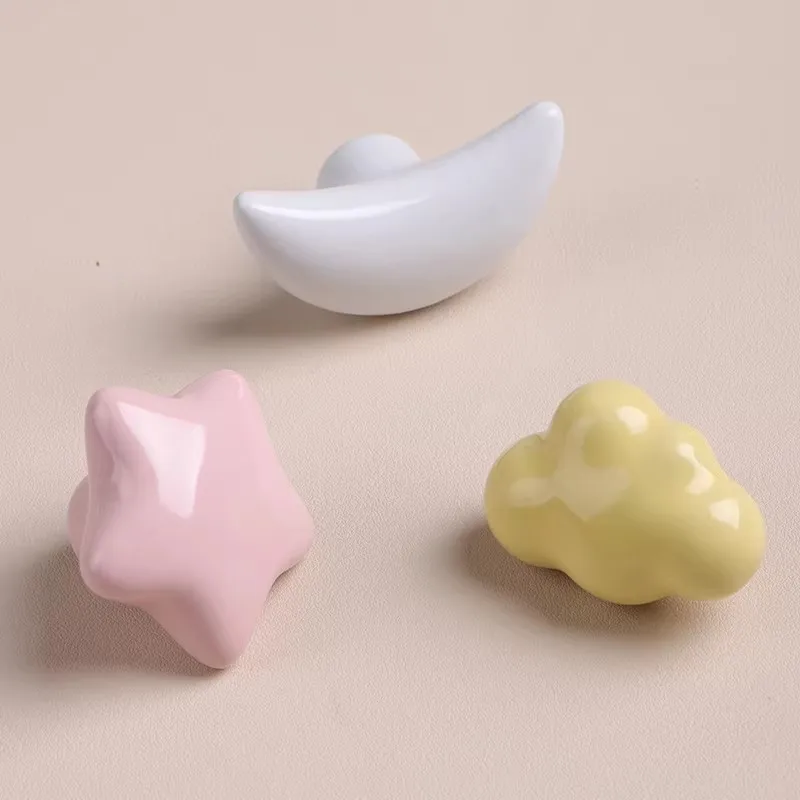 1 PC Ceramic Star Cabinet Handles Decor Wardrobe Dresser Pulls for Children's Room Creative Wall Mounted Clothes Hangers Hooks