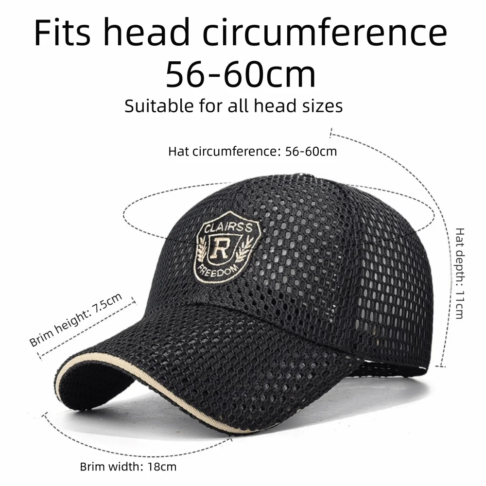 High Quality Multicolor Mesh Baseball Cap Embroidery Pattern Breathable Mesh Sun Hat Woven Polyester Flat Cap Spring Summer
