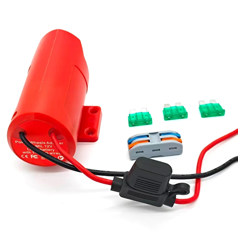 Portable Power Wheel Adapter for DIY Remote-controlled Toy Cars Suitable for M12 12V Lithium Batteries with Fuse and 12 AWG Wire