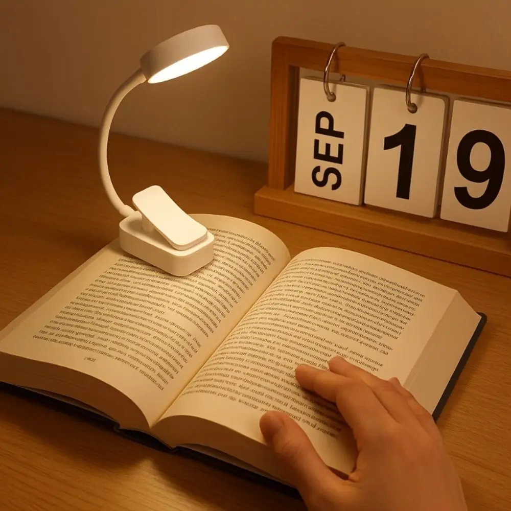 Durable 3 Colors Adjustable Reading Light Mini Eye Protection Reading Lamp Clip-On Base Lightweight Book Light Travel