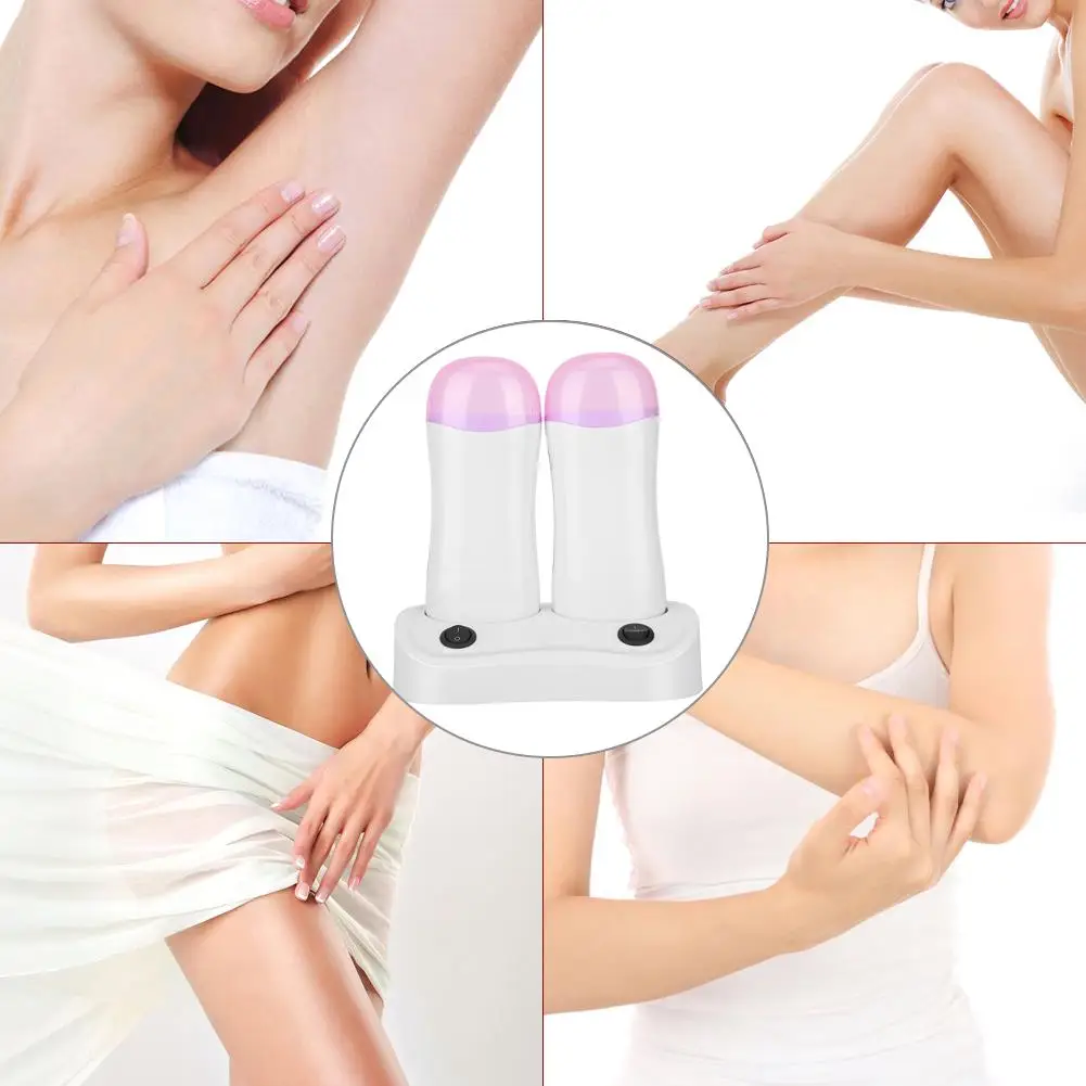 2pcs Electric Wax Heater Roll On Cartridge Hair Removal Machine EU Plug - Refillable Depilatory Wax Heater