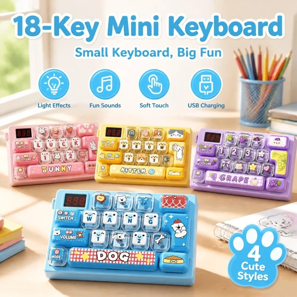 18-Key Quick Push Keyboard Game Machine Focus Training Electronic Game Pop Fidget Handheld Quick Push