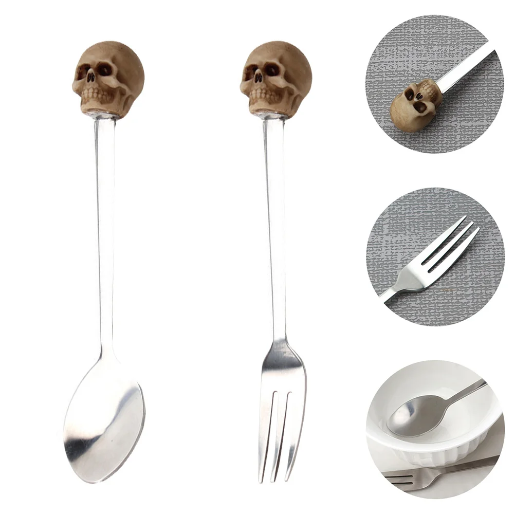 

Fork Spoon Set Stainless Steel Appetizer Dessert Salad Fruit Picks Reusable Smooth Edges Metal Tableware