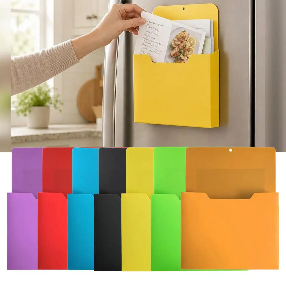 A4 Magnetic File Holder Wall Pocket Thick Plastic Document Organizer Magnetic Paper Holder with Hanging Hole for Filing Cabinet view 4