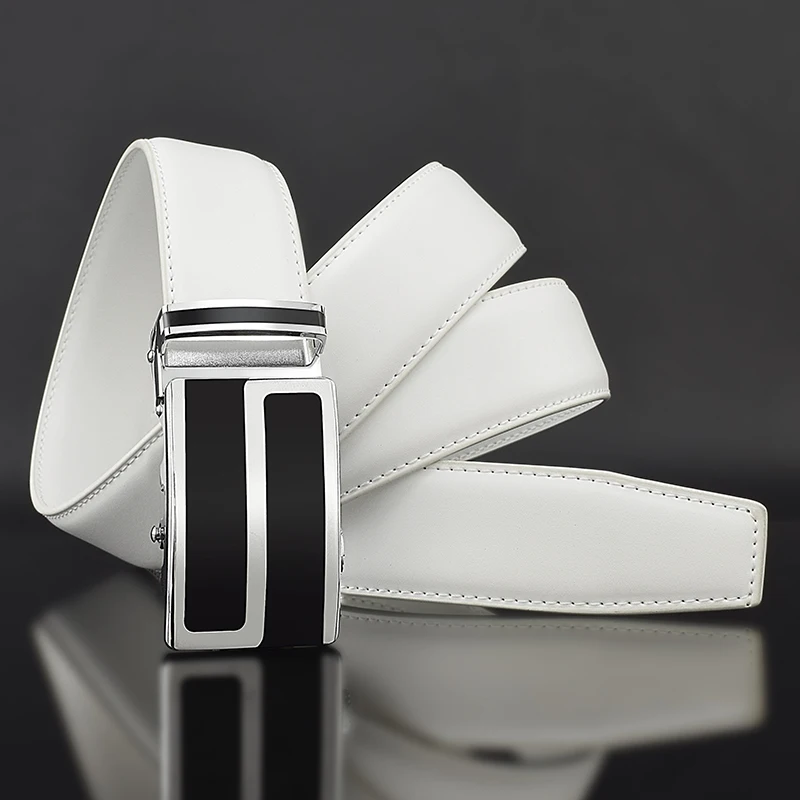 Letter S White Leather Belt Men Designers Luxury Famous High Quality Young Men Cowskin Brand Jeans Casual Fashion Ceinture Homme