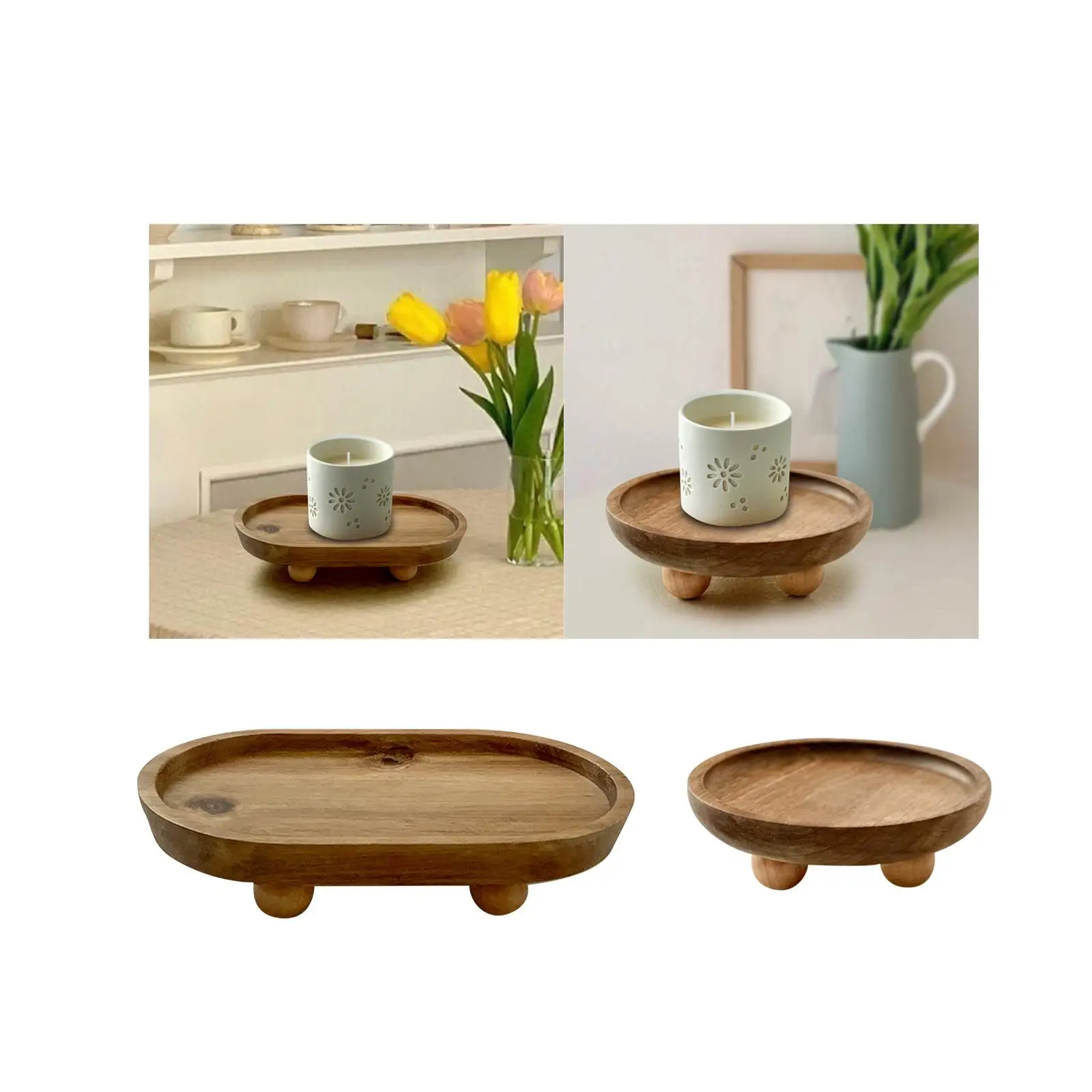 

Small Wooden Riser Decorative Tray for Display Plant Decor Wooden Pedestal Stand