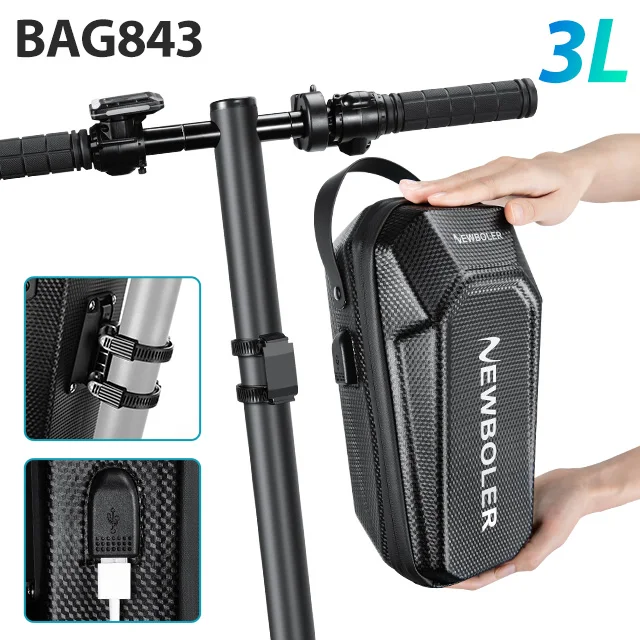USB-Anschluss, elektrischer Roller, Vordertasche, Lenker, wasserabweisend, Schnellverschluss, 3 l/5 l, EVA, großes Fassungsvermögen, universell für Xiaomi Scooter