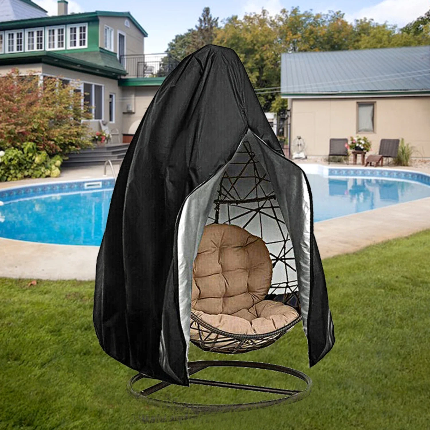 High-Quality, Stylish, and Durable Zippered Patio Egg Chair Covers for Large Wicker Swing Chairs - Protect Your Outdoor Furnitur