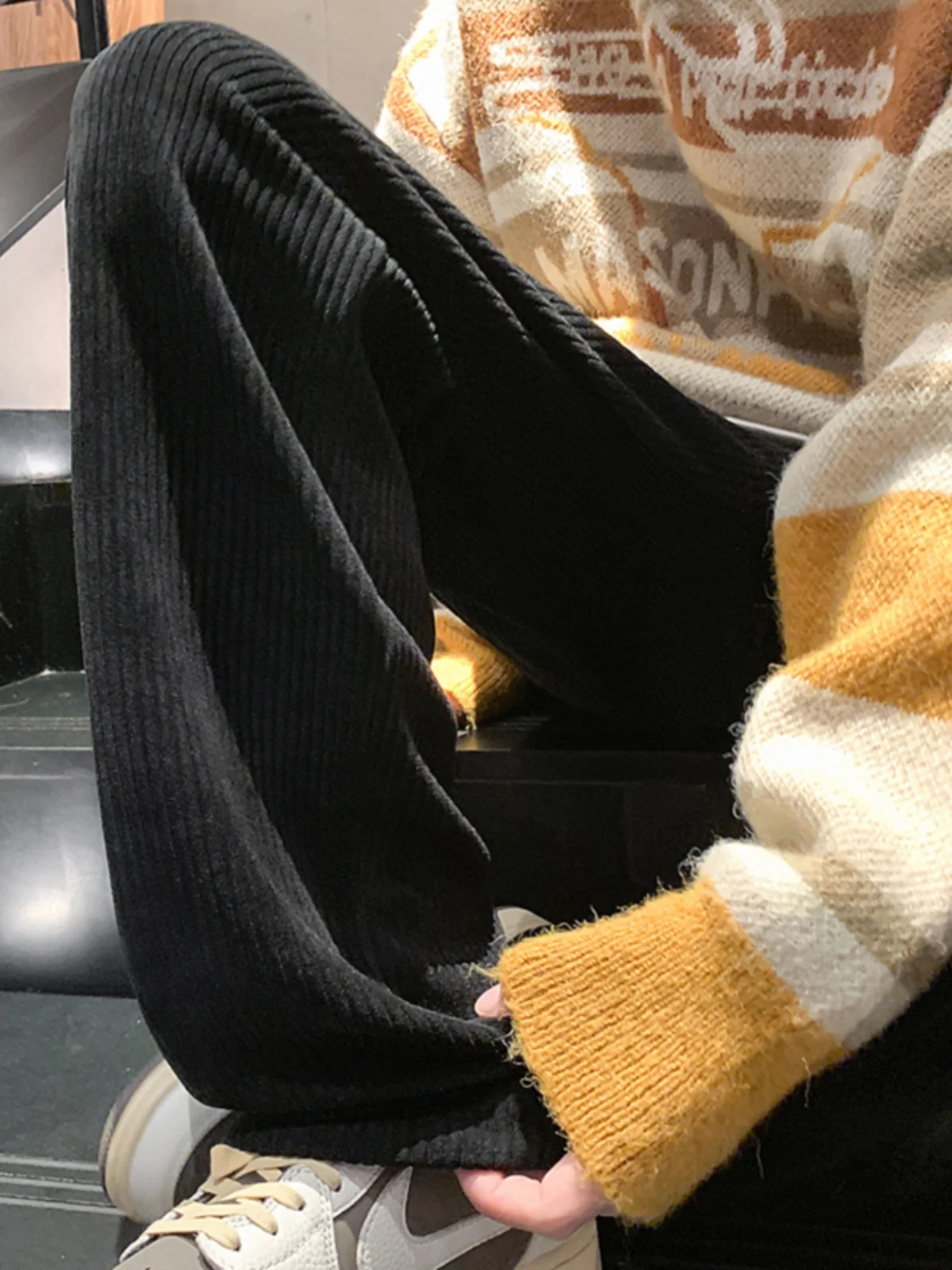 

Брюки из вельвета с высокой талией, прямые, свободные, в стиле бойфренд, широкие, длинные, для мальчиков, модные, повседневные, трендовые