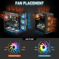 LDPCSJ 6 Pack 12cm 120mm Addressable ARGB Case Cooling Fans 4 Pin PWM Variable Speed 5V 3 Pin A-RGB Light Synchronization Fan Set with Included ARGB Controller Hub High Static Pressure Radiator Fans for ATX Gaming PC Liquid Cooling System Upgrade 8