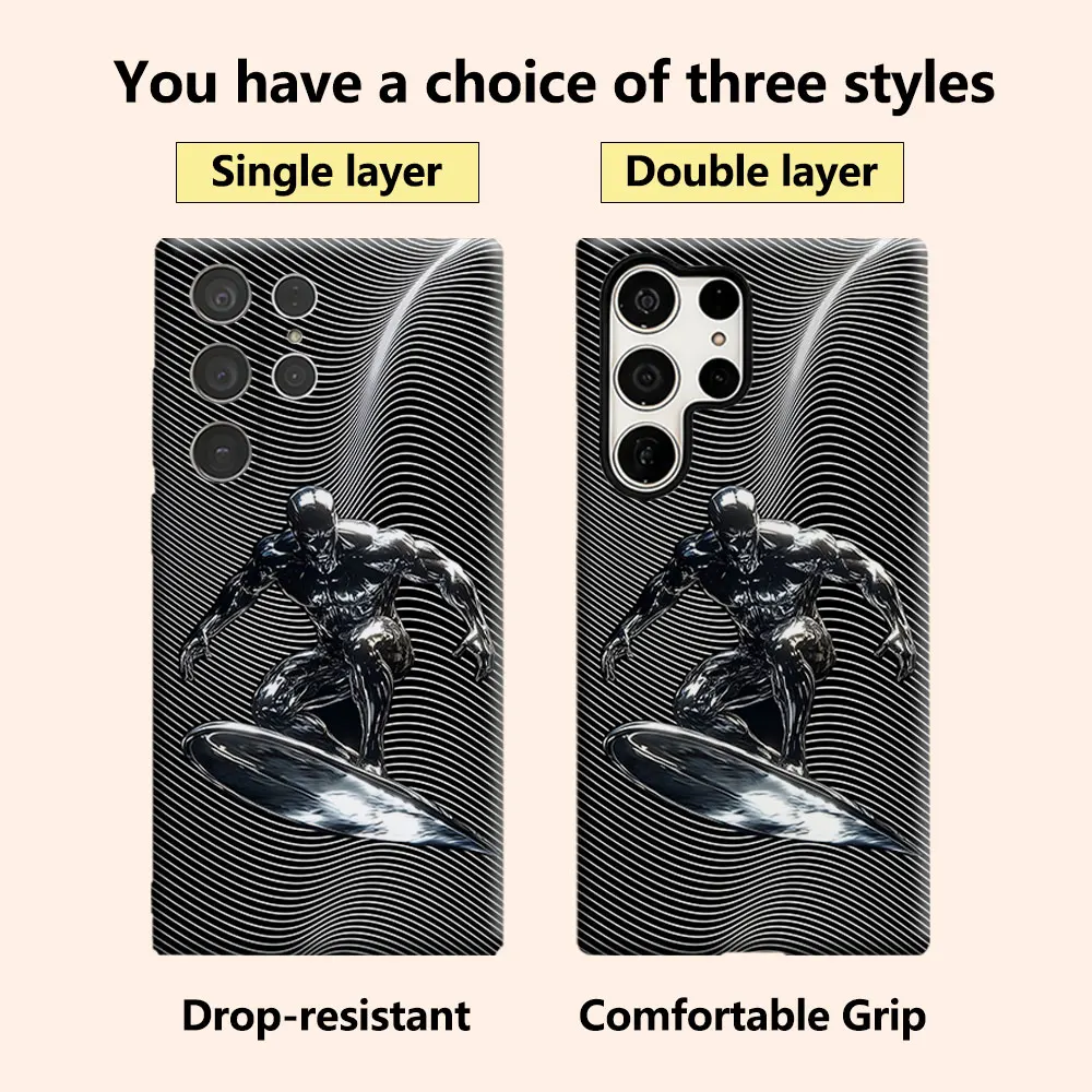 Silver Surfer Phone Case for Samsung Galaxy S26 S25 Ultra S24 S23 Ultra Plus Shockproof Double layer tough Back Cover