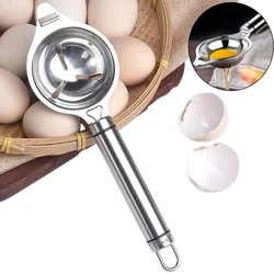 Egg Separator Stainless Steel Egg Yolk White Separator Long Handle Egg Divider Filter Kitchen Egg Tools Baking Cooking Gadgets