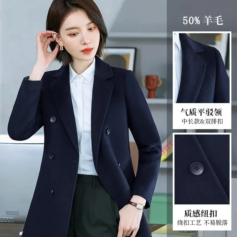 Wool woolen coat coat for men and women, new high-end temperament in autumn and winter, double-sided winter long woolen