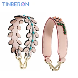 TINBERON Cowhide Leather Short Style Hand Strap LOVE Bag Shoulder Strap Leaf Shape Bag Strap Handle Strap Fit For Woman Handbags