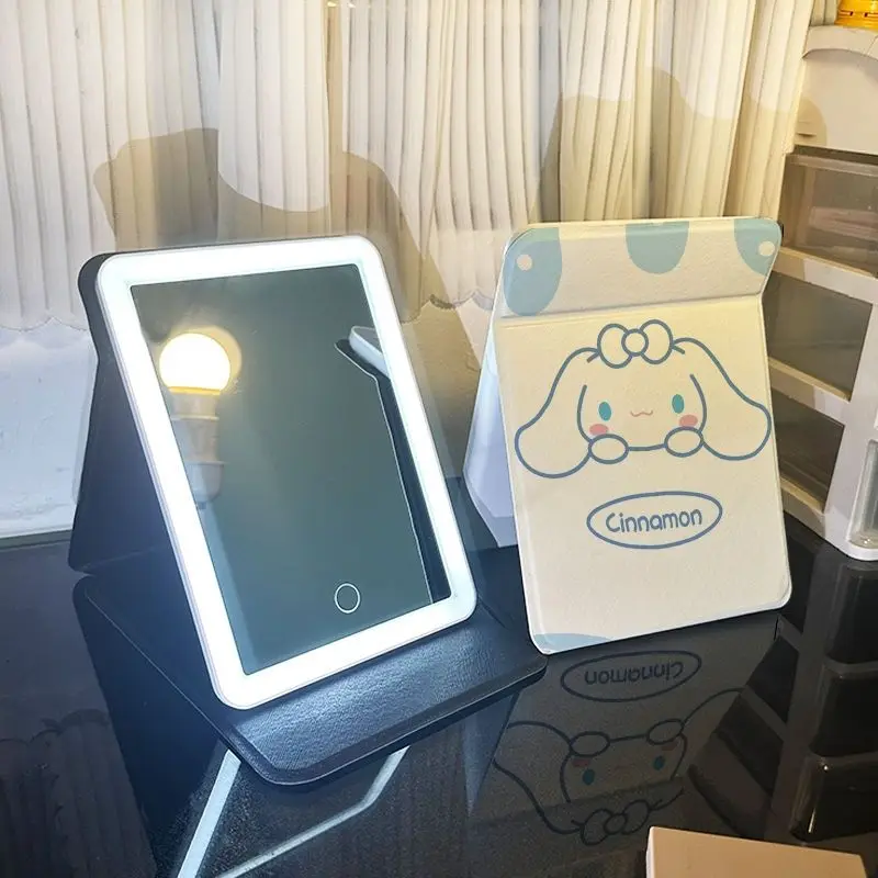 

Kawaii Cinnamoroll Sanrio LED Folded Cosmetic Mirror with Light Carry Makeup Mirror Birthday Present Cute Mirror for Girls