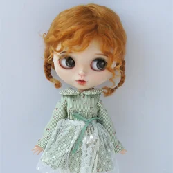 Fjusuns JD644 Curly Mini Twintail Mohair BJD Perucas, Pullip Blythes, 9-10 