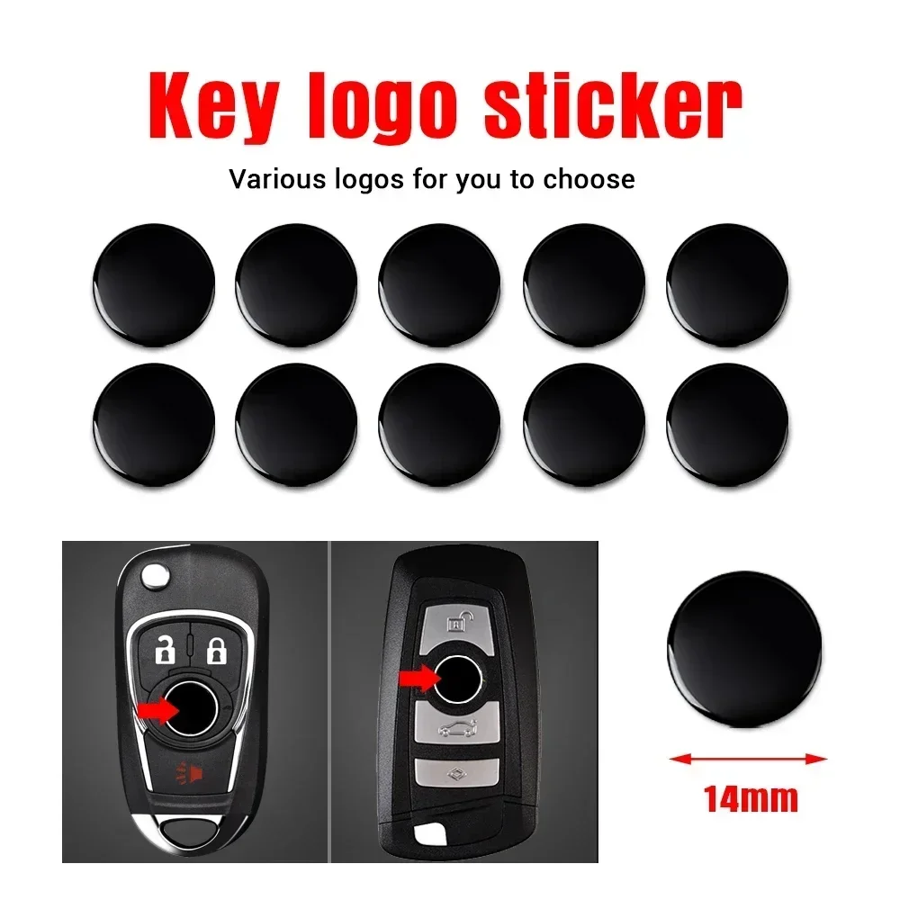 New 14mm Fob Car Logo Sticker For Car Remote Control Key For Opel JEEP Subaru LEXUS Ford Mustang Peugeot Toyota MG Mercedes benz