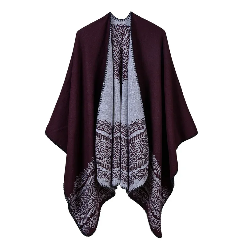 Women's Lace Pastoral Split Cape Ponchos Classic Wearing Shawl