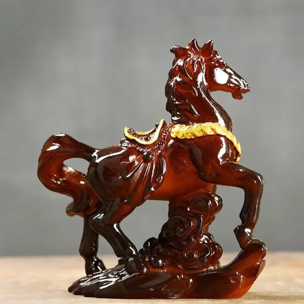 Color Changing Colored Tea Pet Money Symbol Base High Temperatures Resin Horse Statue Wealth Display 12cm