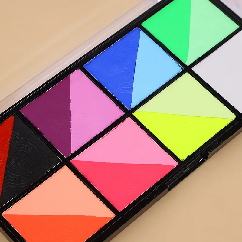 Pigment do body paintingu na bazie wody do twarzy DIY Podwójne Kolory Aktywowany Wodą Eyeliner UV Świecący Farba do Ciała i Twarzy Makijaż Oczu