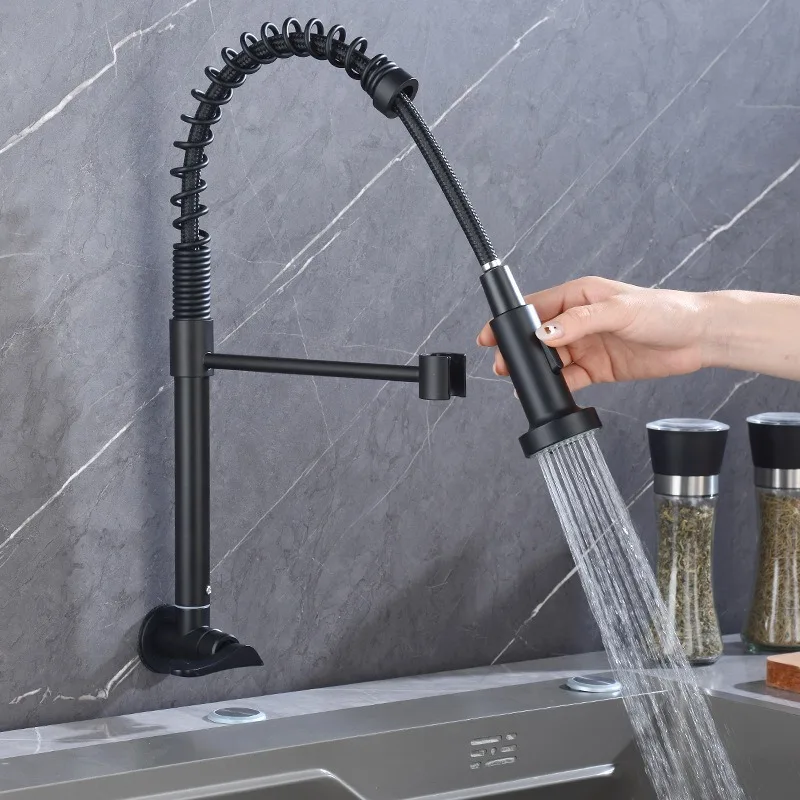 

Pull Out Spring Kitchen Faucet Single Cold Stainless Steel Multifunctional High Quality Tap