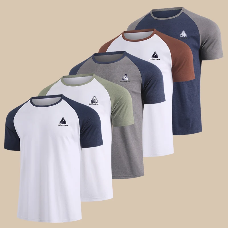 1-Piece Men's Short Sleeved Youth Round Neck Printed Raglan Top For Sports Multifunctional Comfortable And Casual Inner T-shirt