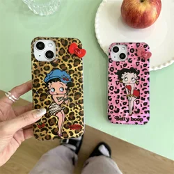 Leopard Print Cartoon Girl Phone Case Cover for IPhone 13 14 15 Pro Max Shockproof Cases for IPhone 15 Pro Max Case