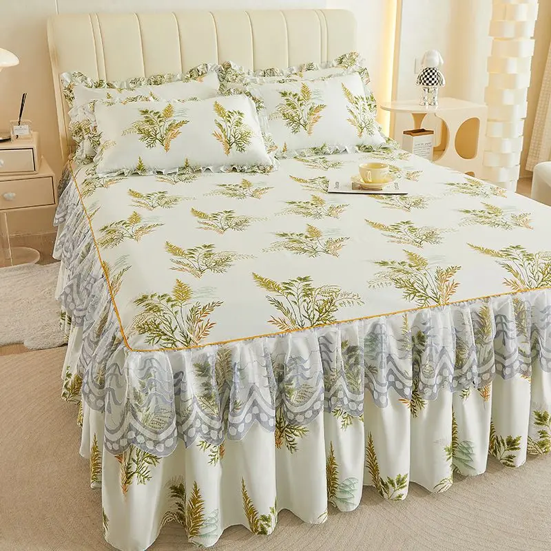 1pcs Korean style small fresh bed skirt, non slip bed cover, bed sheet, bed cover, mattress protection cover, single double bed